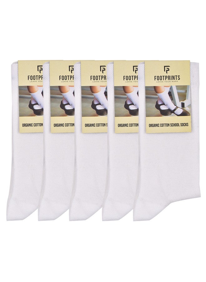 FOOTPRINTS FOOTPRINT Kids 5 Pairs Solid Anti Odour Organic Cotton Calf Length Bamboo School Socks - Image 1